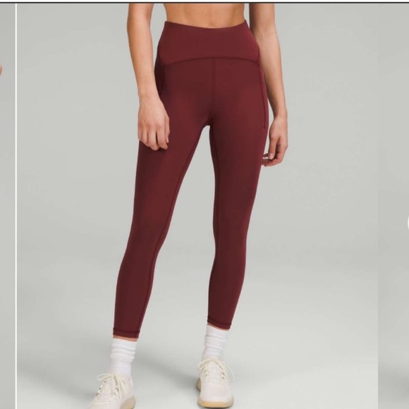 lululemon athletica Pants - Lululemon Power Thru 25” in Merlot Red High Waisted Tight NWOT